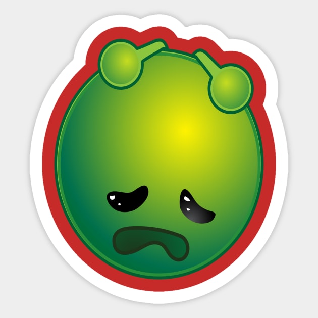 Funny Sad Alien Monster ET Extraterrestrial Martian Green Man Emoji for Women, Men and Kids 4 Sticker by PatrioTEEism